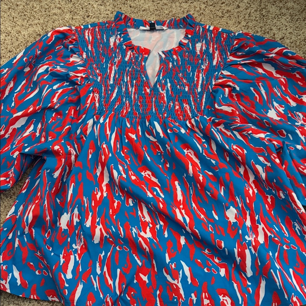 Vibrant Blue and Red Women's Top Michelle McDowell top
